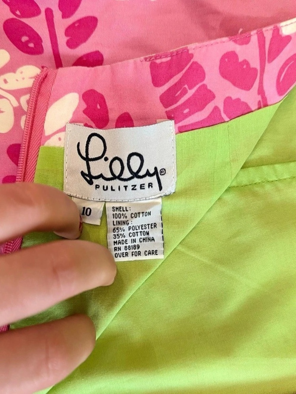 Vintage Lilly Pulitzer Size 10 Tropical Palm Trees Pink & White Printed Dress - Picture 4 of 10